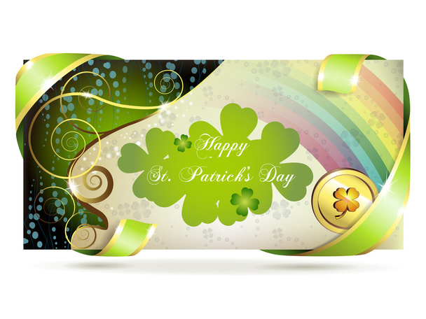 Banner with clover and coin - Vector, afbeelding