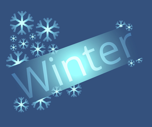 Inscription "winter" on a blue background with bright shiny snowflakes. Vector illustration. - Vector, Image