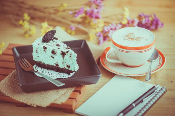 Máta peprná tvarohový dort v kavárně - Fotografie, Obrázek