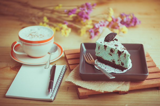 Máta peprná tvarohový dort v kavárně - Fotografie, Obrázek
