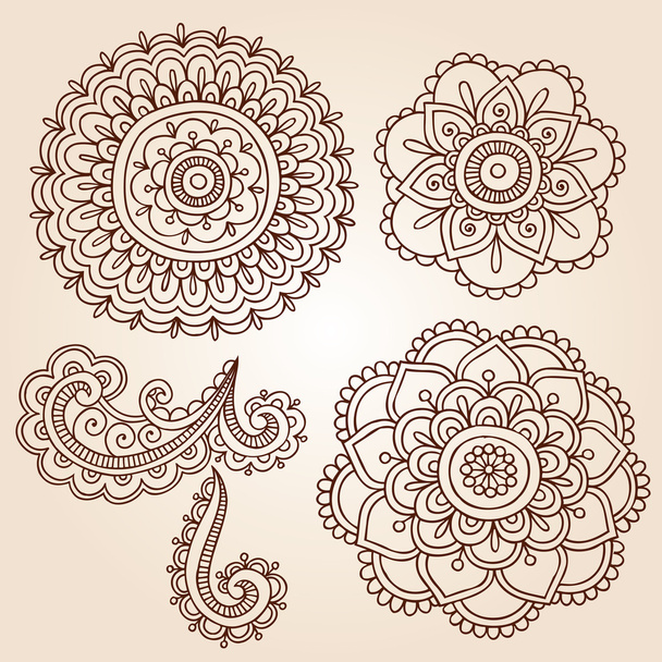 tatuaż henną pąki kwiatów gryzmoły wektor - Wektor, obraz