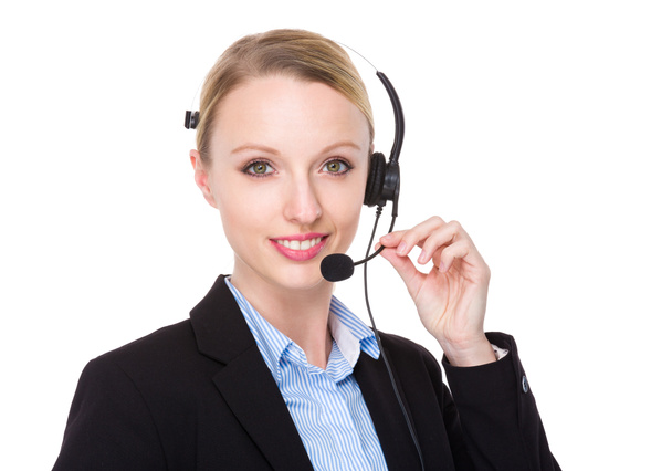 customer services representative with headset - Zdjęcie, obraz