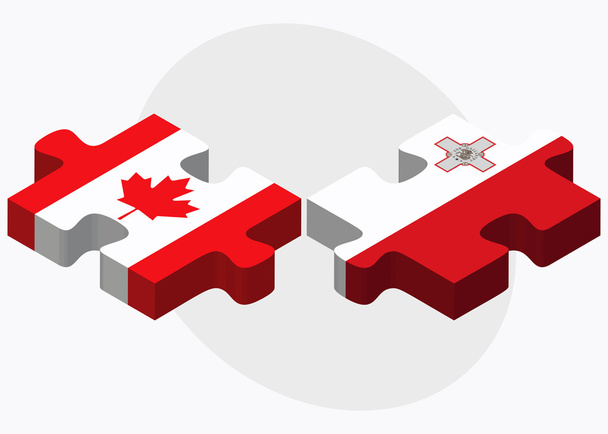 Canada and Malta Flags - Vector, Image
