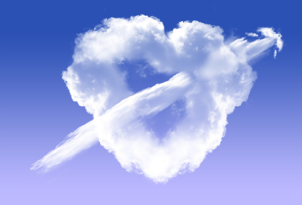 Herzförmige Wolke mit Pfeil - Foto, Bild