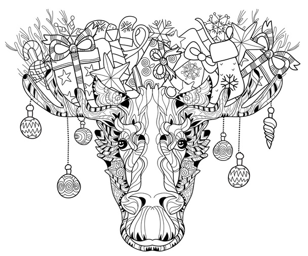Tête de Noël de wapiti illustration vectorielle stratifiée
 - Vecteur, image