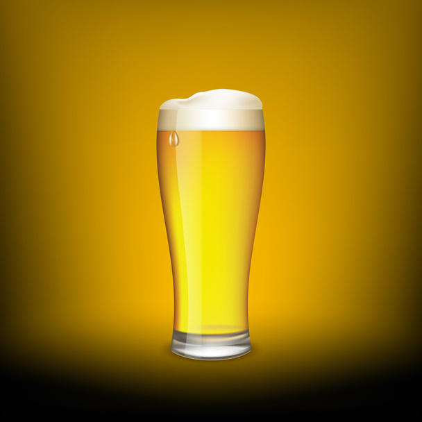 glas bier op gele achtergrond. - Vector, afbeelding