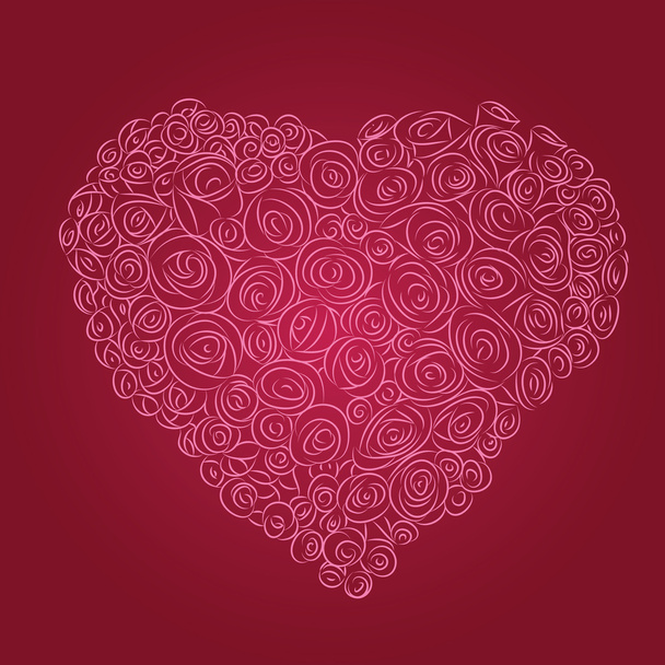 Heart of red roses - Vector, Image