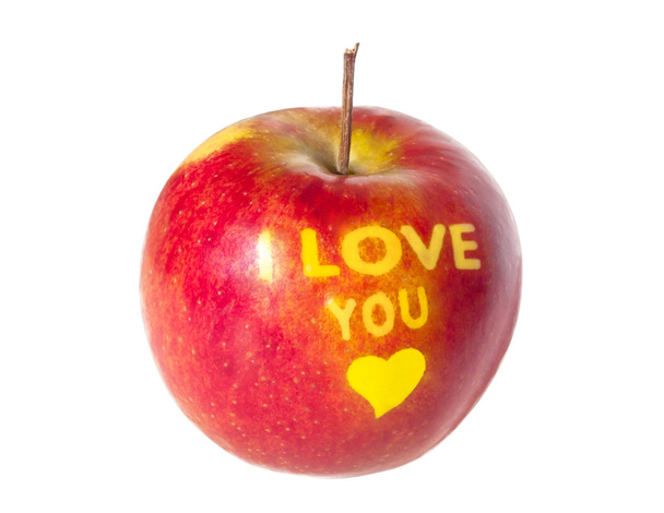 Pomme avec une inscription "Je t'aime". Joyeuse Saint Valentin Da
 - Photo, image