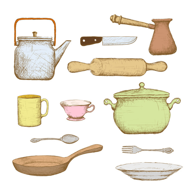 Kitchenware. Stock illustration. - Вектор,изображение