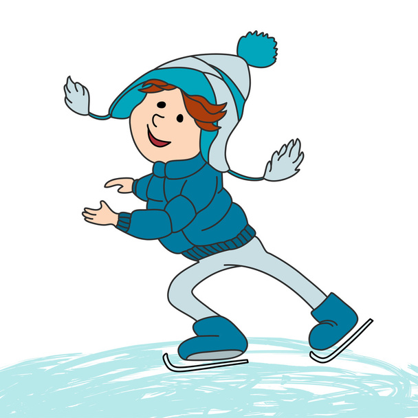 Niño patinando sobre hielo
. - Vector, Imagen