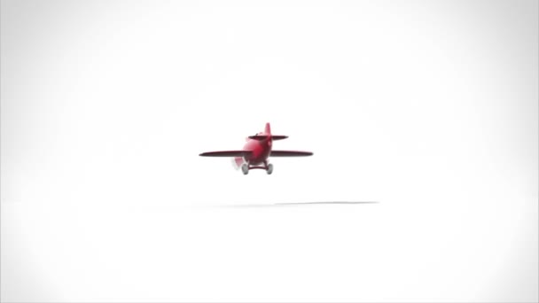 Vintage toy airplane landing on ground 3d animation - Záběry, video