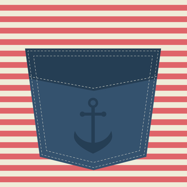 blue pocket with anchor - Vector, imagen