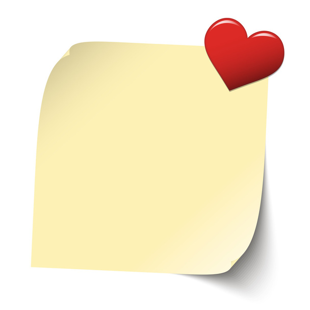 papel pegajoso con pin de corazón
 - Vector, Imagen