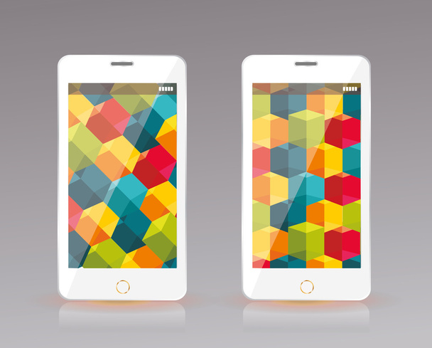 Perfectly detailed modern smart phone, mobile interface wallpape - Vektor, obrázek