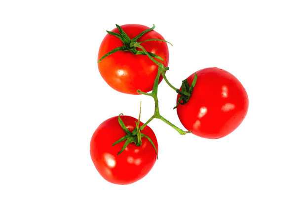 trzy świeżych pomidorów czerwony na białym tle - Zdjęcie, obraz