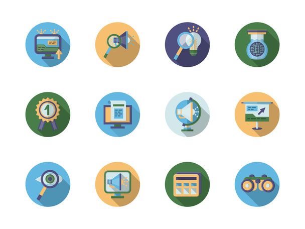 Search optimization flat color vector icons - Vector, Image