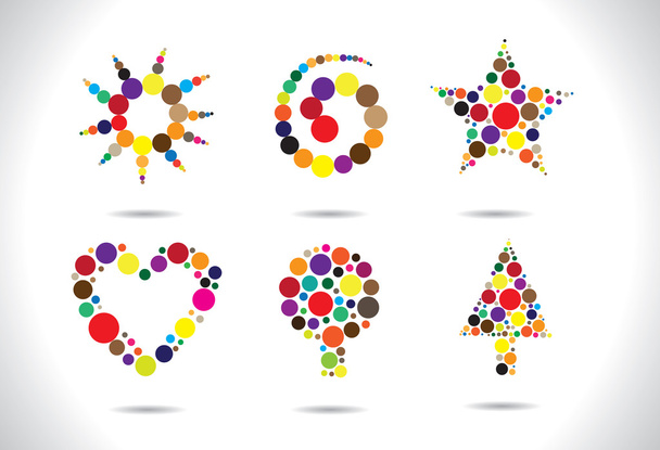 Colorful circular shapes arranged to form symbols - Wektor, obraz