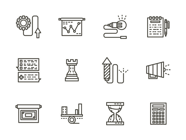 Business tactic black line icons vector collection - Vector, Image