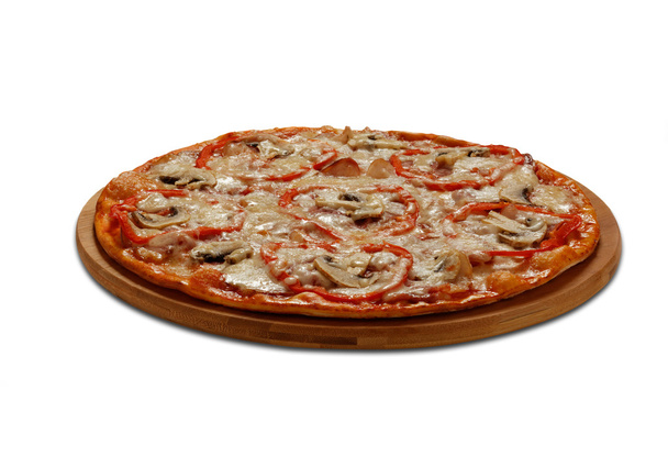 Ла-Рома піца з беконом і шампіньйони. На білому тлі - Фото, зображення
