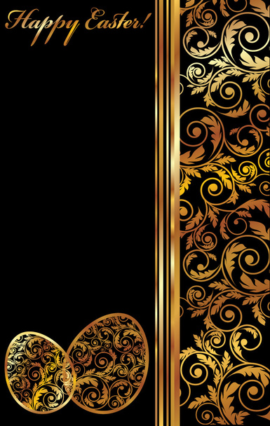 Easter banner with two golden eggs, vector illustration - Vector, imagen