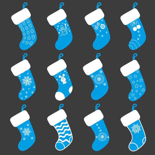 Набор векторов элементов дизайна: 12 рождественских подарков носки
 - Вектор,изображение