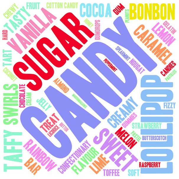 Candy slovo mrak - Vektor, obrázek