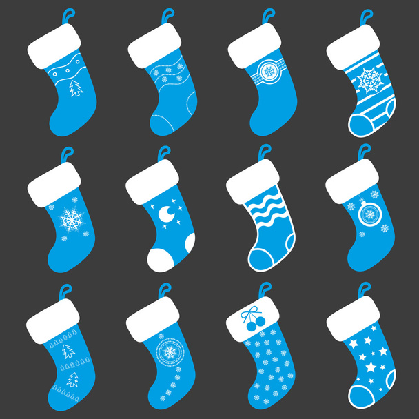 Set vectors design elements: 12 Christmas gift socks - Vector, Image