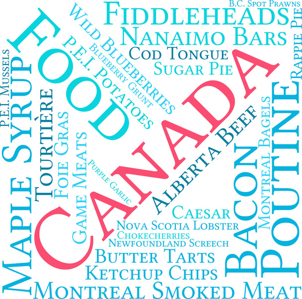 Canada Food Word Cloud - Vector, afbeelding