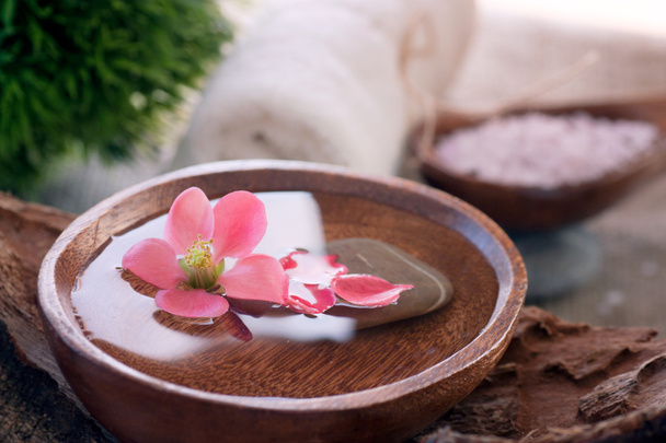 Spa setting with floral water - Photo, image