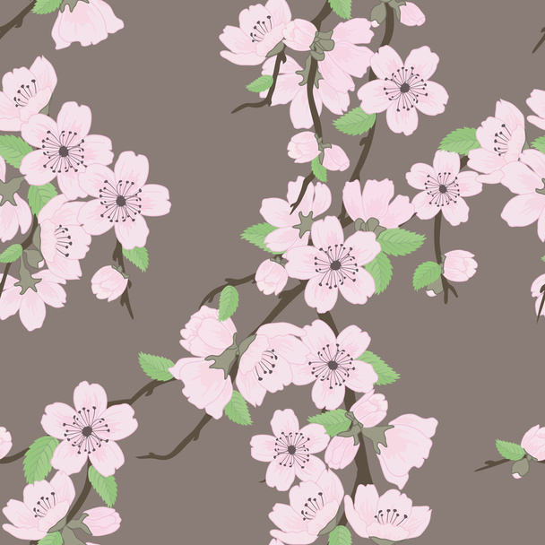 Vector seamless pattern with sakura branch - ベクター画像
