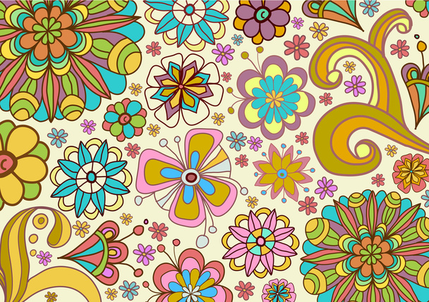 Beautiful background with colorful flowers - Vector, Imagen