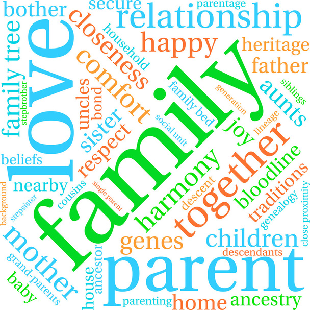 Familienwortwolke - Vektor, Bild