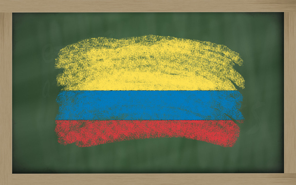 Kolumbia zászlaja festett krétával táblára - Fotó, kép