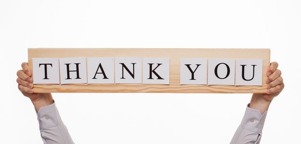Businessman with "Thank you" inscription - Фото, изображение