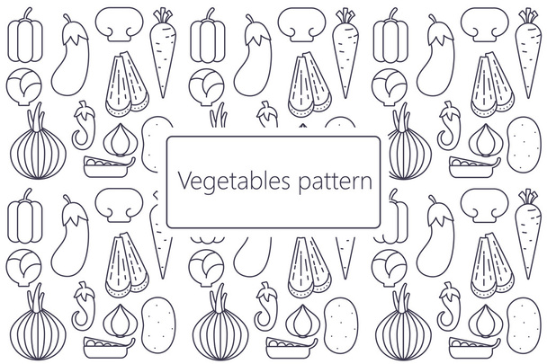 Cartoon vegetables pattern  flat vector dark - Vector, Image
