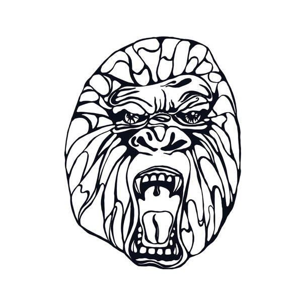 tatuagem gorila rosnando
 - Vetor, Imagem