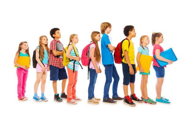 School kids with backpacks and textbooks - Foto, Imagen