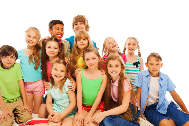 Group portrait of cute 8 years old kids - Photo, Image