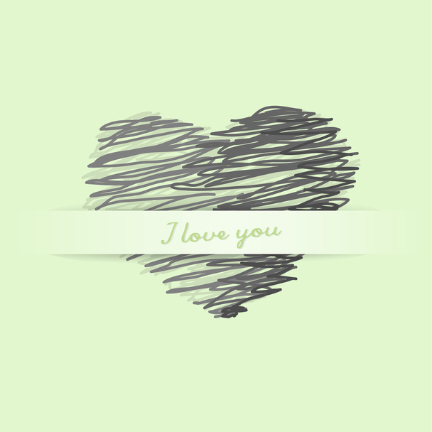 Hand-draw grey heart. - Vektor, obrázek