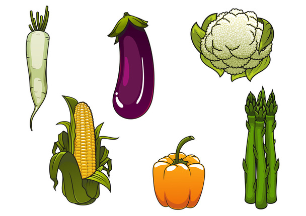 Fresh healthy isolated farm vegetables - Διάνυσμα, εικόνα