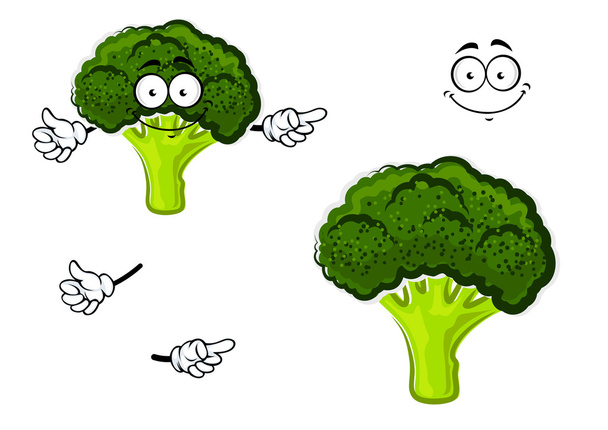Cartoon broccoli vegetable with green head - Vector, Image