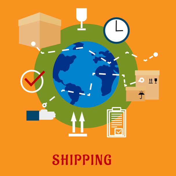 International shipping service flat icons - Vector, Image