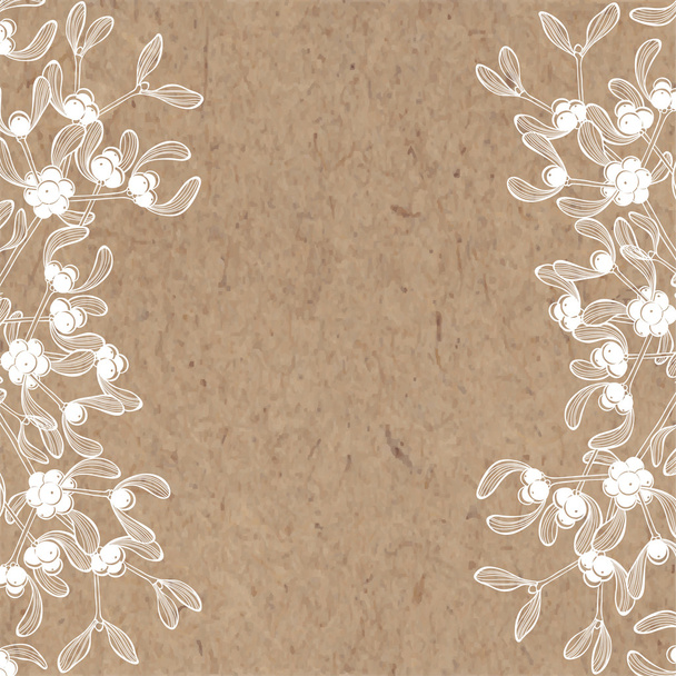 Floral background with mistletoe on kraft paper. - Vetor, Imagem