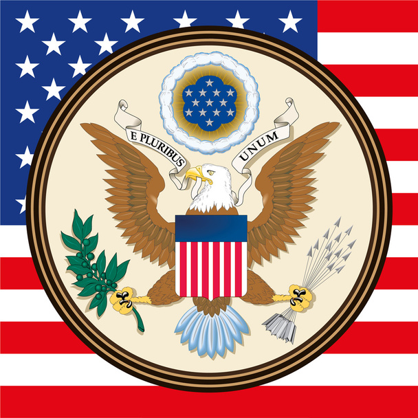 Ηνωμένες Πολιτείες παλτό του βραχίονας και σημαία - Διάνυσμα, εικόνα