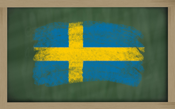 Національний прапор Швеції на дошці, намальованій крейдою
 - Фото, зображення