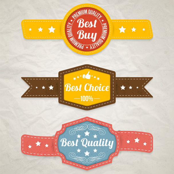 Set of shopping discount badges stickers and labels vector vintage illustration with flat colors - Vektor, obrázek