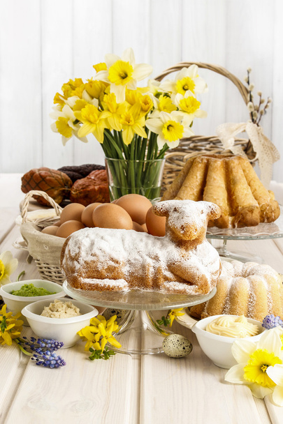 Easter table: lamb cake - Photo, image