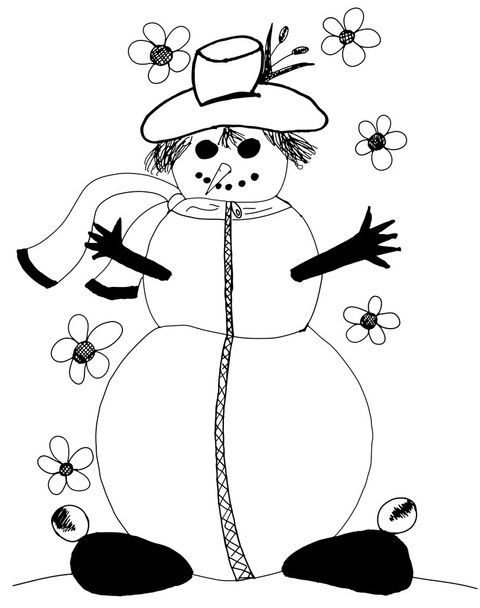 Hand drawn snowman - Vector, Image