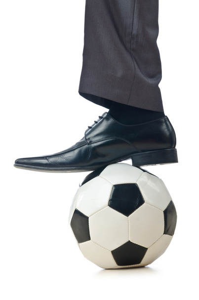 koncepcja piłki nożnej z biznesmenem biały - Zdjęcie, obraz