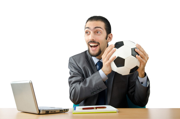 Football concept with businessman on white - Photo, Image